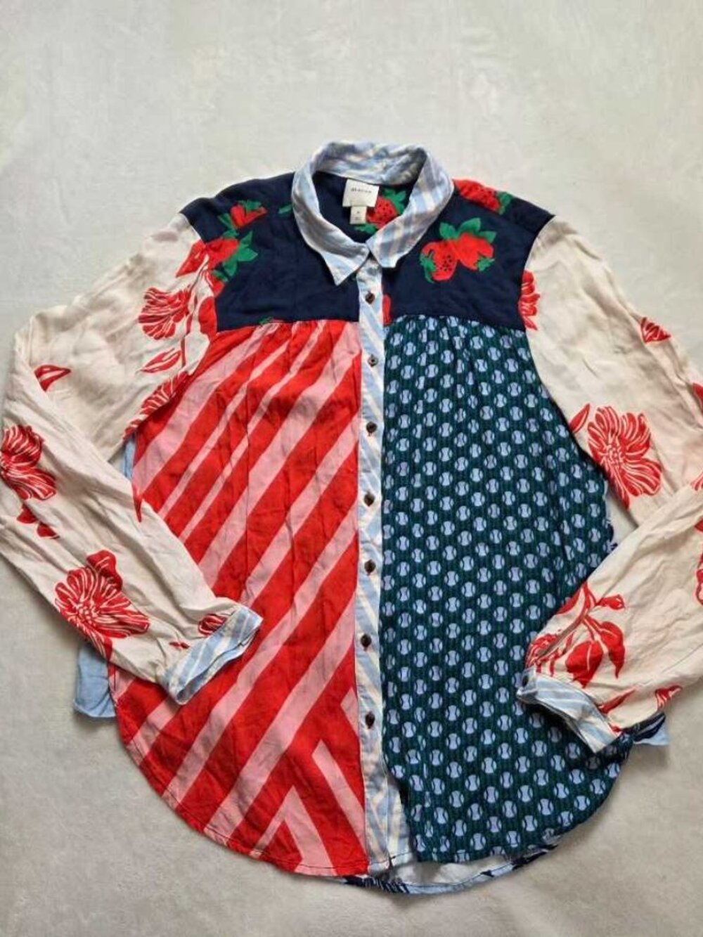 M Maeve x Anthropologie Paz contrast button down shirt blouse red #5